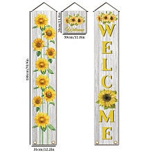 Arricraft 3 Pcs Sunflower Welcome Banner Door Hanging Flag Couplet Decor Sign Set Door Union Hanging Flag for Home Front Door Porch School Garden Yard Farm Decorations Party Supplies 70.8x11.8inch