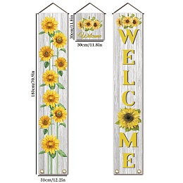 Arricraft 3 Pcs Sunflower Welcome Banner Door Hanging Flag Couplet Decor Sign Set Door Union Hanging Flag for Home Front Door Porch School Garden Yard Farm Decorations Party Supplies 70.8x11.8inch