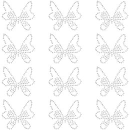 Fingerinspire Glitter Hotfix Rhinestone(Hot Melt Adhesive On The Back), Costume Accessories, Butterfly, Crystal, 52x49mm