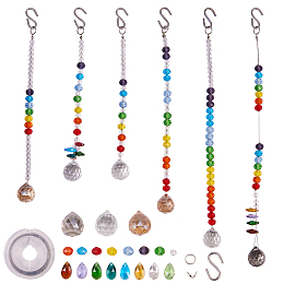 SUNNYCLUE DIY Making, Glass Pendants/Beads and  Brass Findings, Mixed Color, 25x21mm, Hole: 2mm