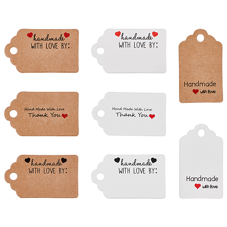 Paper Gift Tags, Hange Tags, For Arts and Crafts, For Wedding/Valentine's Day/Thanksgiving, Rectangle with Word, Mixed Color, 50x30x0.4mm, Hole: 5mm; 8 patterns, 50pcs/pattern, 400pcs/set