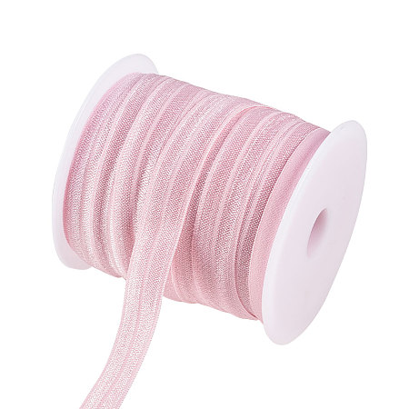 Flat Nylon Elastic Cord, For Hair Tie Making, Pink, 15mm; about 30m/roll