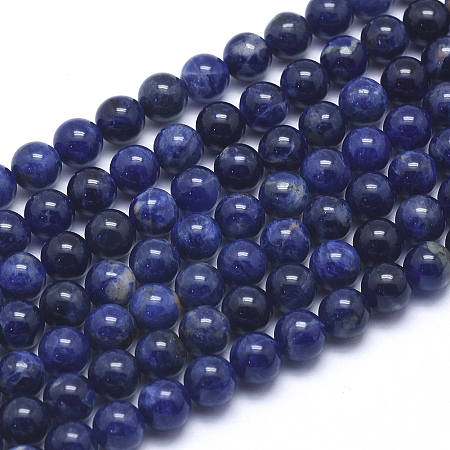 ARRICRAFT Natural Sodalite Beads Strands, Grade A, Round, 6mm, Hole: 1mm, about 66pcs/strand, 15.5 inches(39.5cm)