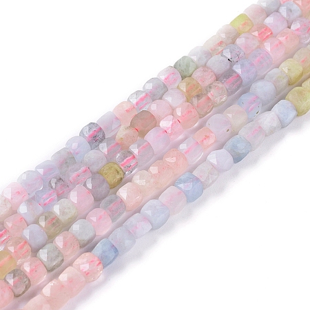 ARRICRAFT Natural Morganite Beads Strands, Faceted, Cube, 3.5~4x3.5~4x3.5~4mm, Hole: 0.6mm, about 97~104pcs/strand, 15.35 inches~15.55 inches(39~39.5cm)