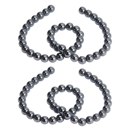 PANDAHALL ELITE Round Non-magnetic Synthetic Hematite Beads Strands, Grade AA, Black, 10mm, Hole: 1.8~2mm; about 42pcs/Strand, 2strands/box