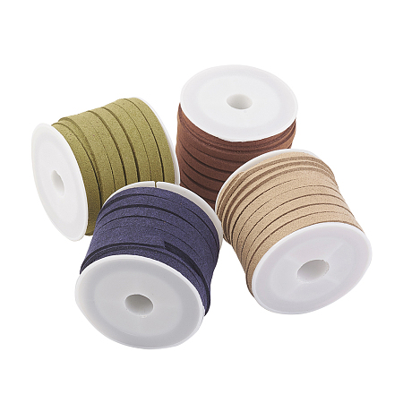 Faux Suede Cord, Faux Suede Lace, Mixed Color, 5x1.5mm; about 5m/roll, 4rolls/set