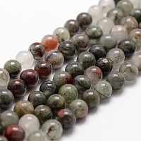 Arricraft Natural African Bloodstone Beads Strands, Heliotrope Stone Beads, Round, 6mm, Hole: 1mm, about 61pcs/strand, 14.9 inches~15.1 inches