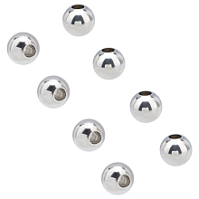 Unicraftale 304 Stainless Steel Beads, Round, Stainless Steel Color, 8mm, Hole: 3mm, 100pcs/box