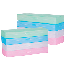 Plastic Pencil Case Pen Box, Mixed Color, 18.3x6.55x2.4cm, 8pcs/set