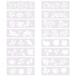 Gorgecraft Plastic Drawing Stencil, Drawing Scale Template, For DIY Scrapbooking, Leaf, White, 55~56x186.5x0.3mm, 16pcs/set