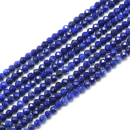 Arricraft Natural Lapis Lazuli Beads Strands, Faceted, Round, 2x2mm, Hole: 0.5mm, about 188pcs/strand, 15.9 inches