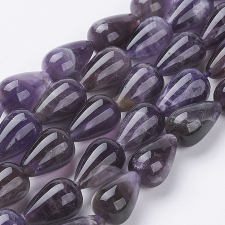 Arricraft Natural Amethyst Beads Strands, teardrop, 16x10.5mm, Hole: 1.2mm, about 25pcs/strand, 15.3 inches(39cm)