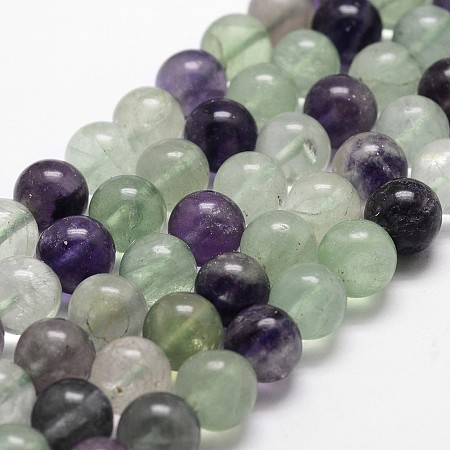Honeyhandy Natural Fluorite Bead Strands, Round, Grade AB+, 6mm, Hole: 1mm, about 61pcs/strand, 14.9 inch~15.1 inch
