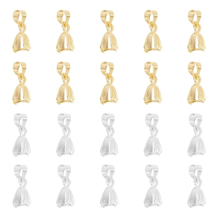ARRICRAFT Brass Ice Pick Pinch Bails, Platinum & Golden, 15x5mmm, Hole: 3mm; Pin: 0.8mm, 100pcs/box