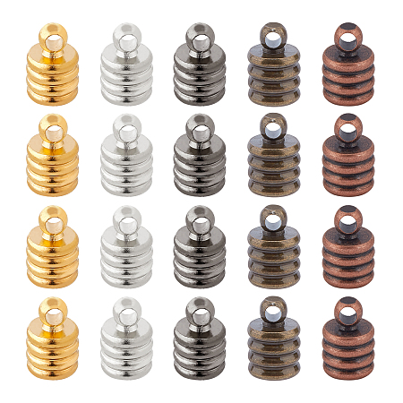 Brass Cord Ends, Mixed Color, 9x6mm, Hole: 1.5mm, 250pcs/box
