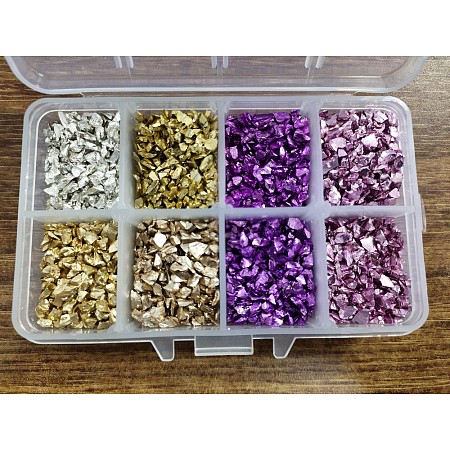 Olycraft FGB Plated Glass Seed Beads, For Nail Art Decoration Accessories, No Hole/Undrilled, Chips, Mixed Color, 2.0~3.0mm; 160g/box