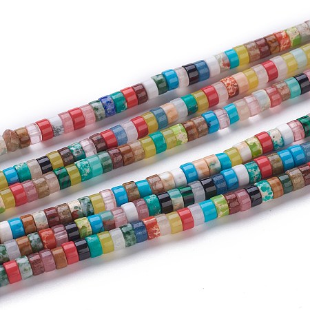 ARRICRAFT Natural & Synthetic Assorted Beads Strands, Heishi Beads, Flat Round/Disc, 4x2.5mm, Hole: 0.7mm, about 167pcs/strand, 15.43 inches(39.2cm)