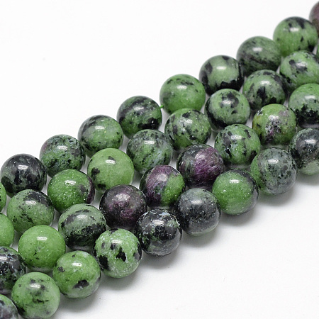 ARRICRAFT Natural Ruby in Zoisite Beads Strands, Round, 10mm, Hole: 1mm, about 40pcs/strand, 15.7 inches