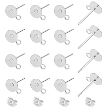 Unicraftale 304 Stainless Steel Stud Earring Findings, with Ear Nuts, 200pcs/box