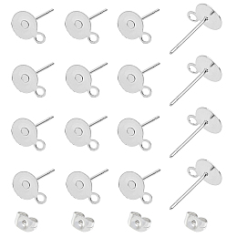 Unicraftale 304 Stainless Steel Stud Earring Findings, with Ear Nuts, 200pcs/box