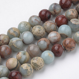 Arricraft Natural Aqua Terra Jasper Strands, Round, 6x6mm, Hole: 1mm, about 62pcs/strand, 15.5 inches