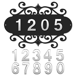 CREATCABIN Personalized Cast Metal Address Plaque Mailbox Custom House Number Sign Modern Door Plaque with DIY Self-Adhesive Number for Home Hotel Office Garden Decorative Wall Plaque 11.8 x 7.9 Inch