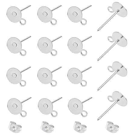 Unicraftale 304 Stainless Steel Stud Earring Findings, with Ear Nuts, 200pcs/box