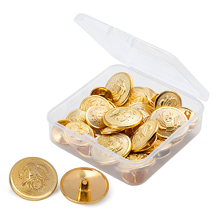 Olycraft Alloy Shank Buttons, Flat Round, Golden, 17.5x7.5mm, 15x7.5mm, 20.5x8.5mm, 25x9.5mm; 40pcs/box