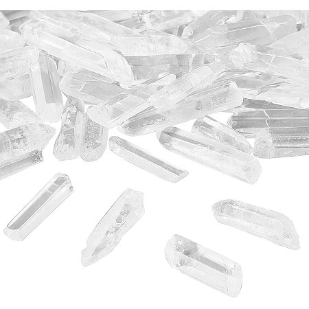 Olycraft Natural Quartz Crystal Pointed Beads, No Hole/Udrilled, Hexagonal Prisms, 35~47x10~13x7~11mm; 250g, about 35pcs/box