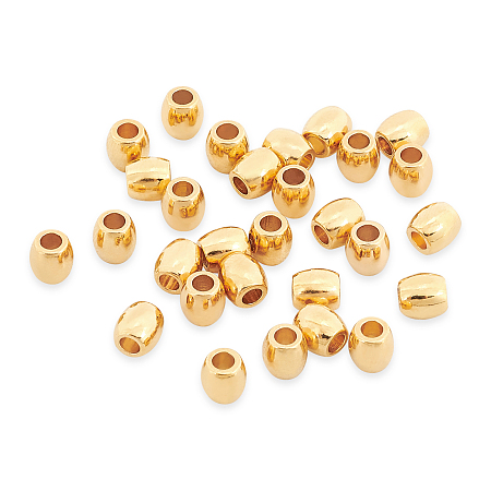 Oval Brass Beads, Real 18K Gold Plated, 4.5x4mm, Hole: 2mm, 50pcs/box