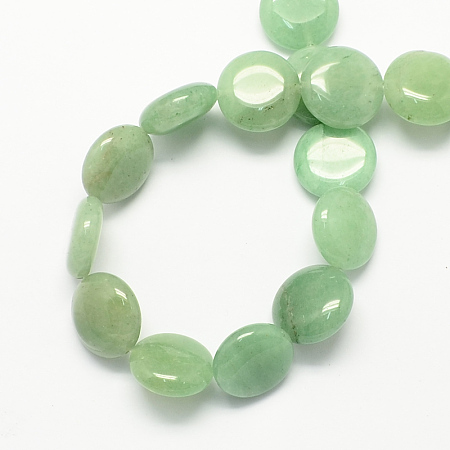 ARRICRAFT Flat Round Gemstone Natural Green Aventurine Stone Beads Strands, 14x6mm, Hole: 1mm