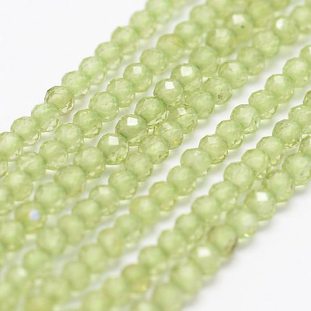 Arricraft Natural Olive Quartz Beads Strands, Faceted, Round, 2mm, Hole: 0.5mm,  about 175pcs/strand, 14.9 inches(38cm)