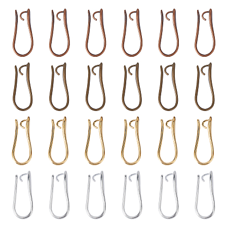 Brass Earring Hooks for Earring Designs, Ear Wire, Lead Free & Cadmium Free, Mixed Color, 20.5x8.5x2.5mm, Hole: 2mm; Pin: 1mm; 4 colors, 20pcs/color, 80pcs/box