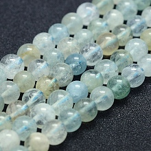 Honeyhandy Natural Aquamarine Beads Strands, Grade A+, Round, 6mm, Hole: 1mm, about 67pcs/strand, 15.7 inch(40cm)