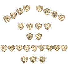 SUNNYCLUE Alloy Pendants, Cadmium Free & Nickel Free & Lead Free, Heart with Alphabet, Real 18K Gold Plated, Letter A~Z, 16x15x2mm, Hole: 2mm, 26pcs/box