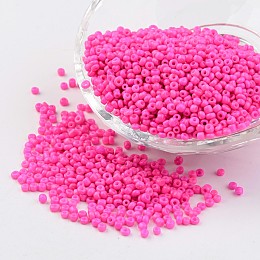 Honeyhandy 12/0 1.5~2mm Baking Paint Glass Seed Beads Loose Spacer Beads, Fuchsia, Hole: 0.5~1mm, about 2890pcs/50g