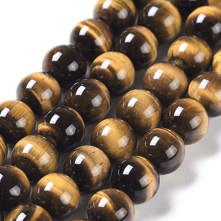 ARRICRAFT Natural Tiger Eye Round Bead Strands, Grade A+, 8mm, Hole: 1mm, about 50pcs/strand, 15.5 inches