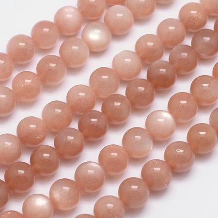 Arricraft Natural Sunstone Beads Strands, Grade AA, Round, 10mm, Hole: 1mm, about 40pcs/strand, 15.5 inches