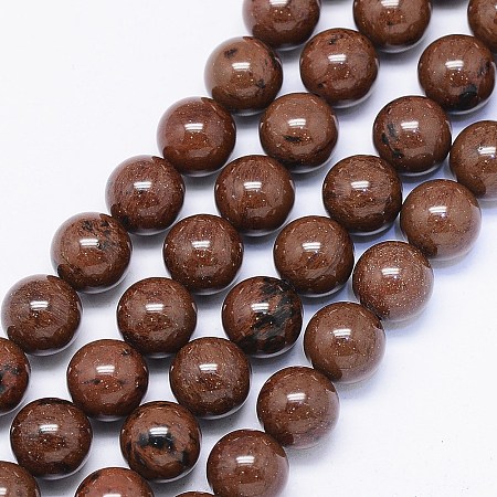 ARRICRAFT Natural Mahogany Obsidian Bead Strands, Round, 8mm, Hole: 1mm, about 50pcs/strand, 15.74 inches