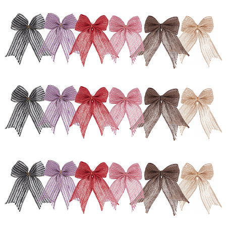 Fibre Packaging Ribbon Bows, for DIY Gift Wrap Decoration, Wedding Candy Party Decoration, Mixed Color, 12.5x16x1.2cm, 6 colors, 4pcs/color, 24pcs/set