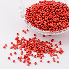 Honeyhandy 12/0 Opaque Colours Round Glass Seed Beads, Red, Size: about 2mm in diameter, hole:1mm, about 3303pcs/50g