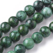 Arricraft Natural China Silver Leaf Jasper Beads Strands, Dyed & Heated, Round, Green, 8mm, Hole: 1.2mm, about 46pcs/strand, 15.16 inches(38.5cm)