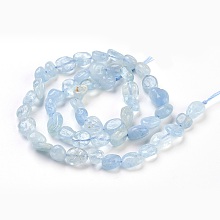 ARRICRAFT Natural Aquamarine Beads Strands, Nuggets, 7~11x5~8mm, Hole: 0.8mm, about 51pcs/strand, 15.6 inches(39.8cm)