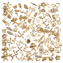 Arricraft Tibetan Style Alloy Pendants, Lead Free & Cadmium Free, Mixed Shapes, Antique Golden, about 90~100pcs/box