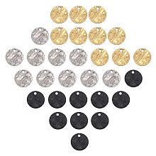 SUNNYCLUE Vacuum Plating 304 Stainless Steel Charms, Textured, Laser Cut, Flat Round, Mixed Color, 10.5x1mm, Hole: 0.8mm, 30pcs/box