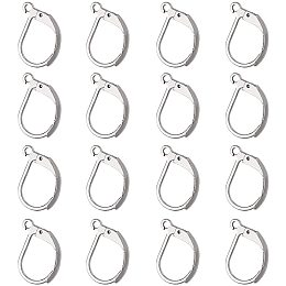 304 Stainless Steel Leverback Earring Findings, with Loop, Stainless Steel Color, 15x10x1.5mm, Hole: 1.5mm, 100pcs/box