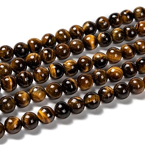 ARRICRAFT Grade AB Natural Tiger Eye Round Beads Strands, 8~8.5mm, Hole: 1mm, about 47pcs/strand, 15.5 inches