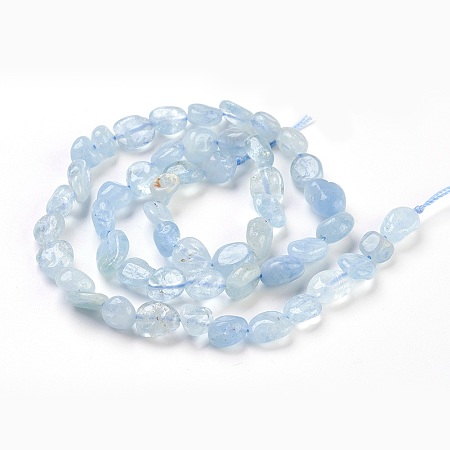 ARRICRAFT Natural Aquamarine Beads Strands, Nuggets, 7~11x5~8mm, Hole: 0.8mm, about 51pcs/strand, 15.6 inches(39.8cm)