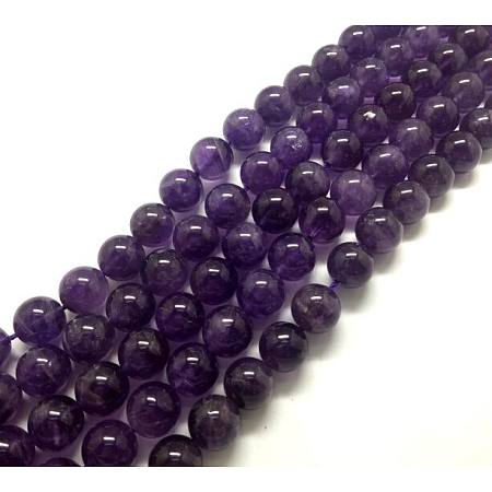 Arricraft Round Natural Amethyst Beads Strands, 10mm, Hole: 1mm, about 19pcs/strand, 8 inches