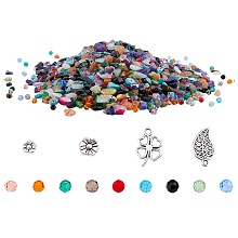 DIY Jewelry Making Kits, include Glass Beads, Freshwater Shell Beads, Natural & Synthetic Gemstone Beads strand, Tibetan Style Alloy Pendants & Beads, Mixed Color, 4mm, Hole: 1mm, 9 colors, 49pcs/color, 441pcs